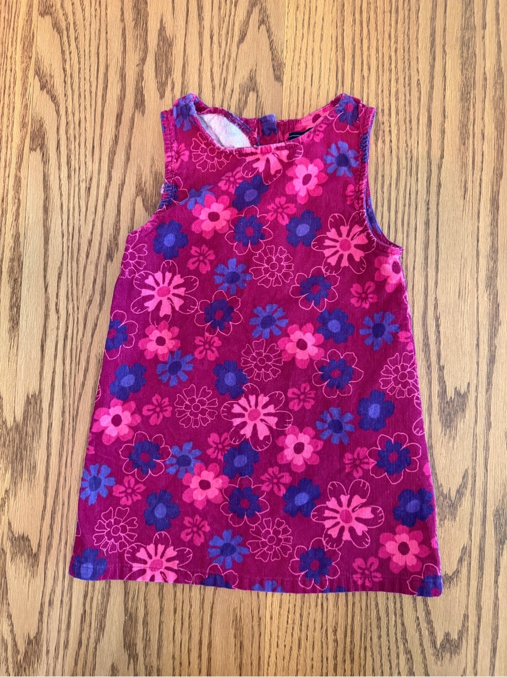 Sonoma Vintage Y2K Girls Floral Corduroy Tank Dress in Pink and Purple